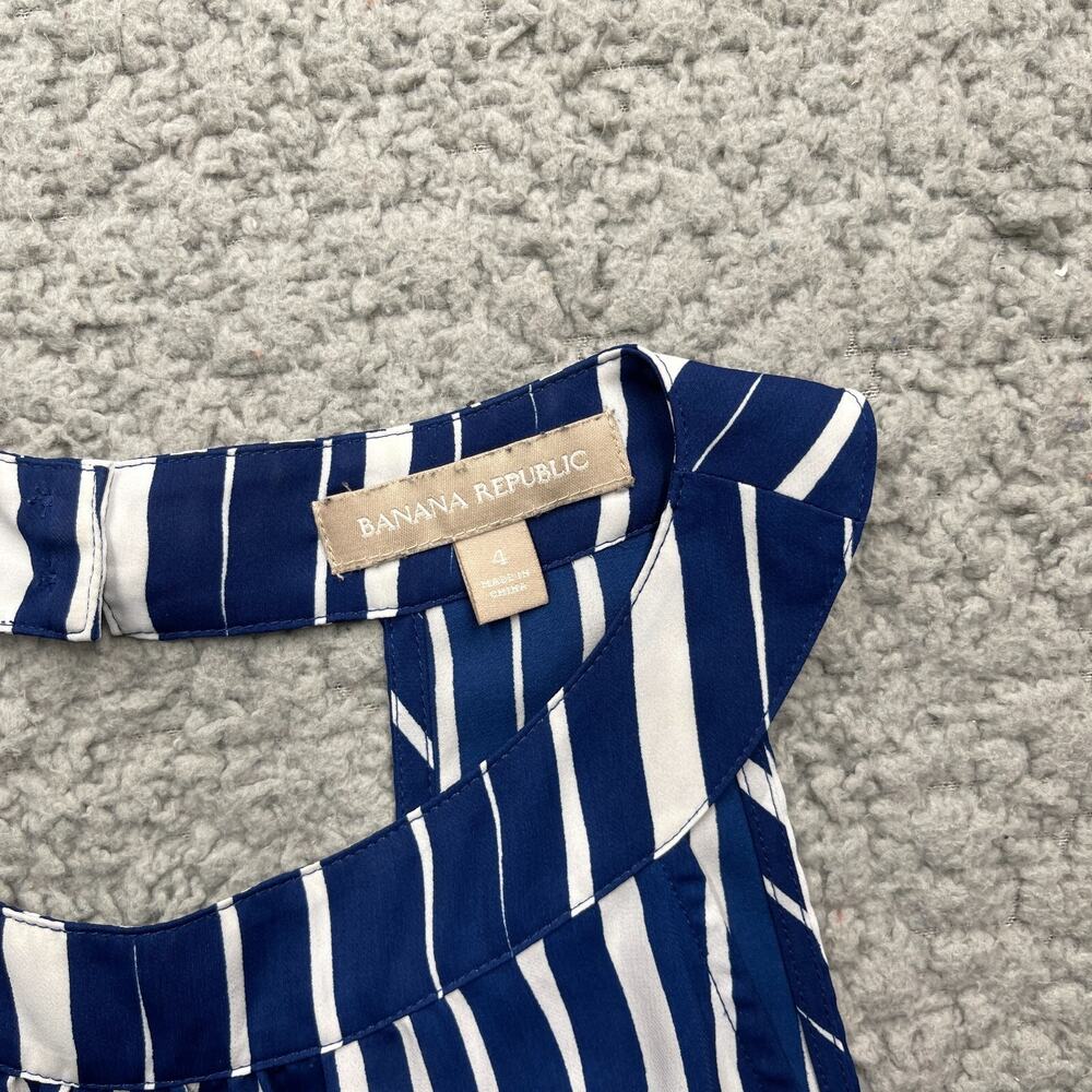 Banana Republic Blouse Top Womens 4 Blue White Striped Sleeveless Keyhole Back - Picture 2 of 7